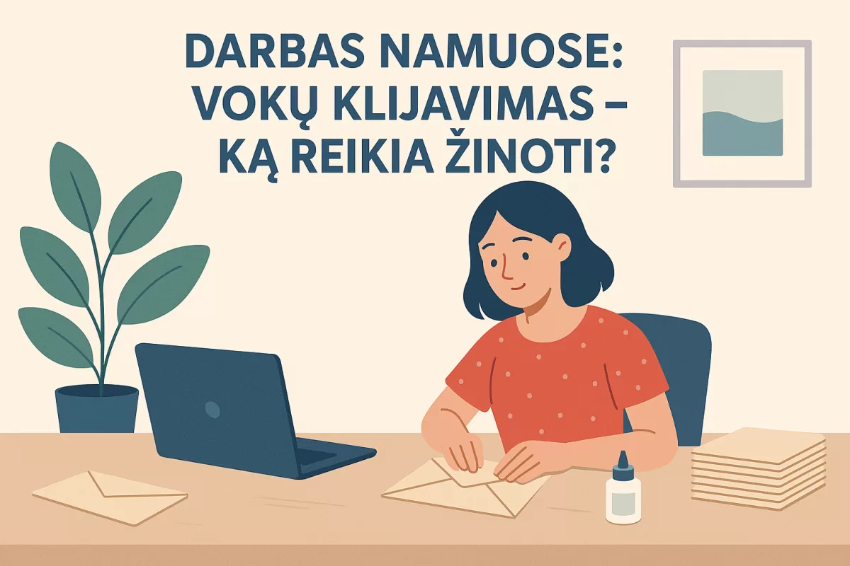 Darbas namuose: vokų klijavimas