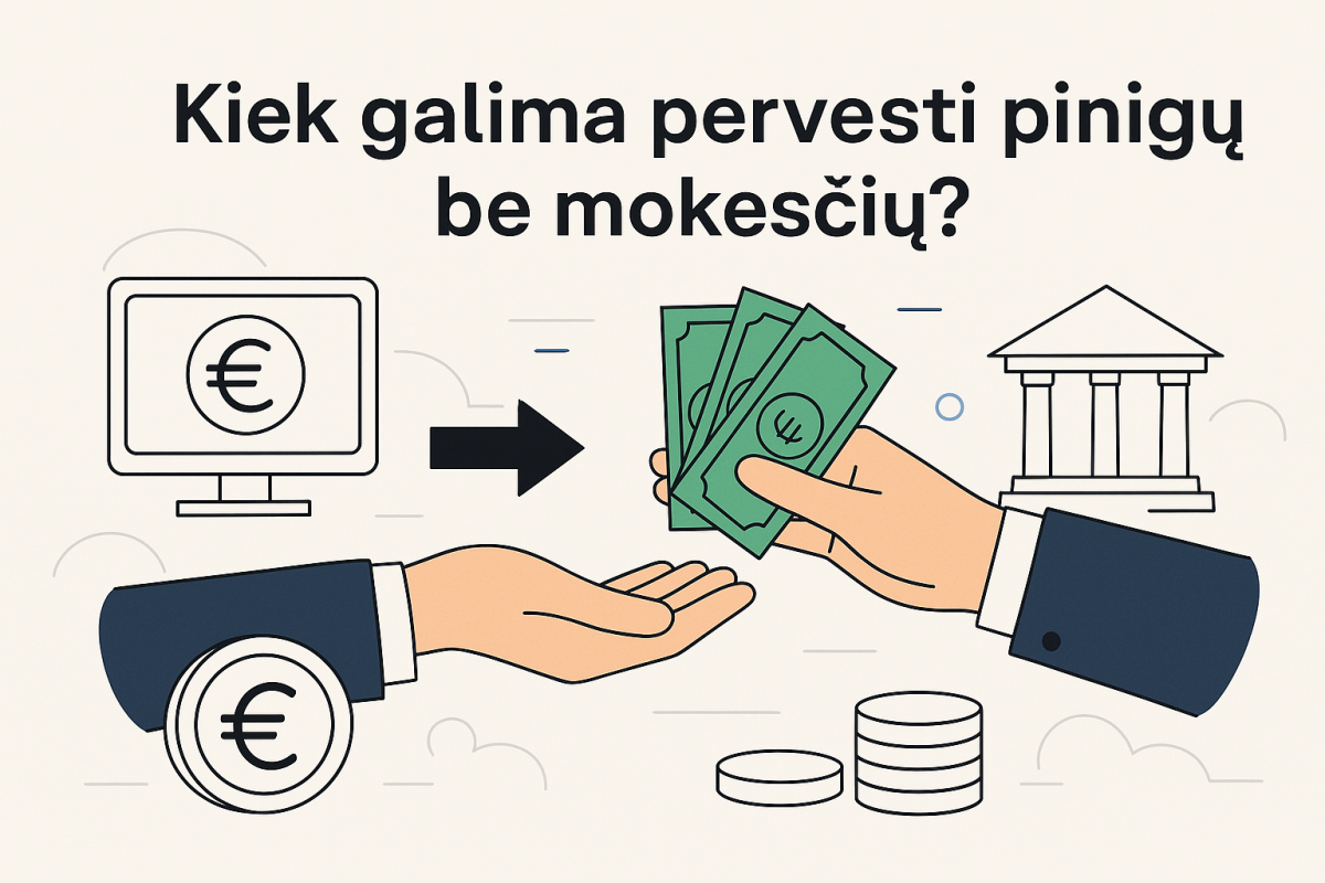 Kiek galima pervesti pinigų be mokesčių?