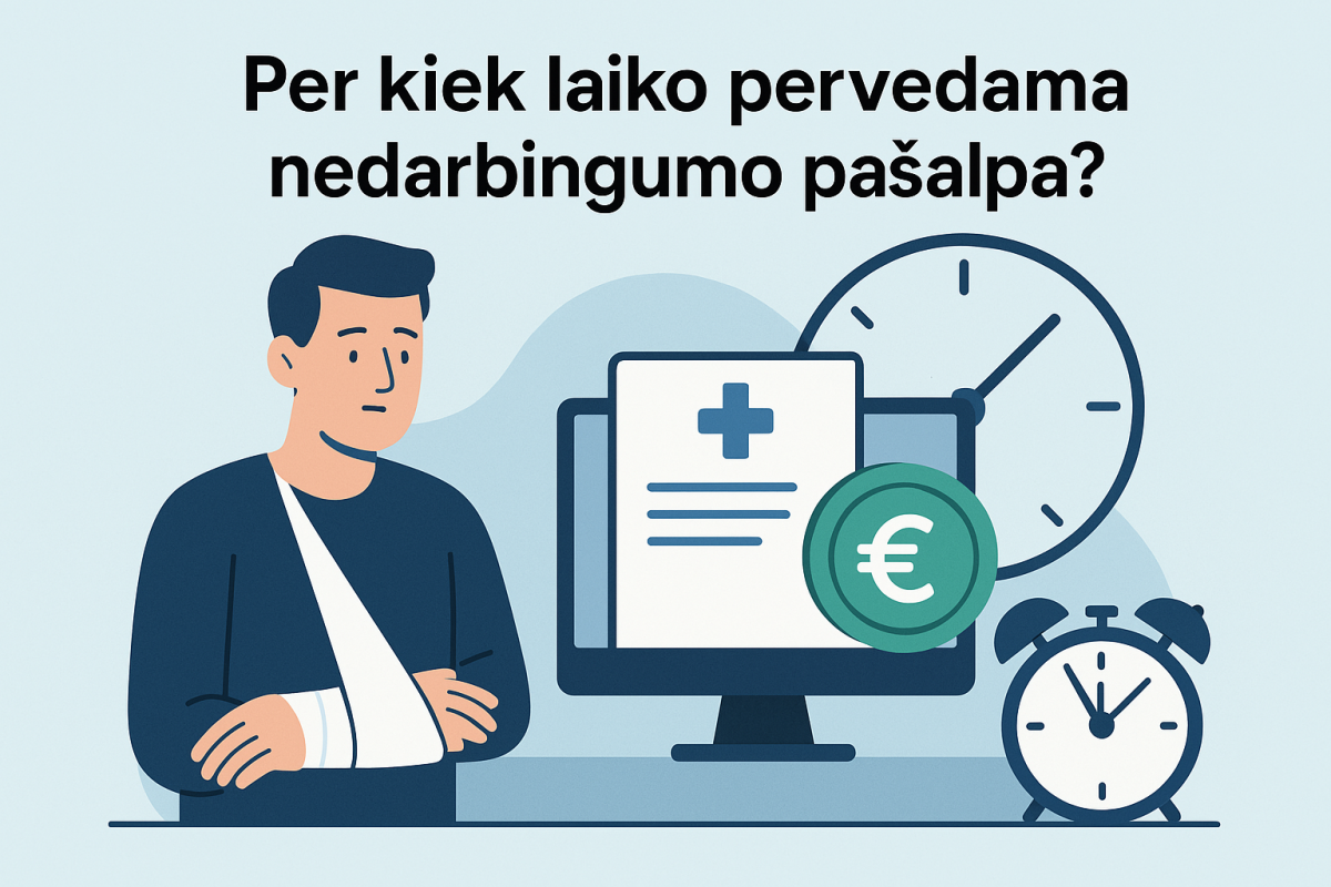 Per kiek laiko pervedama nedarbingumo pašalpa?